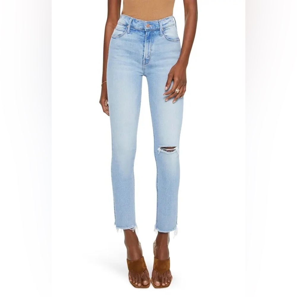 MOTHER The Dazzler Ripped Ankle Jeans in Hopeless Romantic 27
